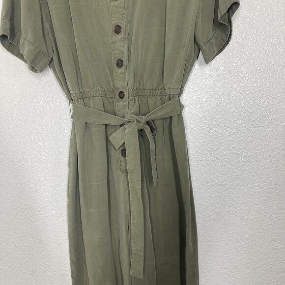 Madewell Jumpsuit Womens Medium Short Sleeves Green Tie Waist Wide Leg Lyocell - Picture 9 of 16